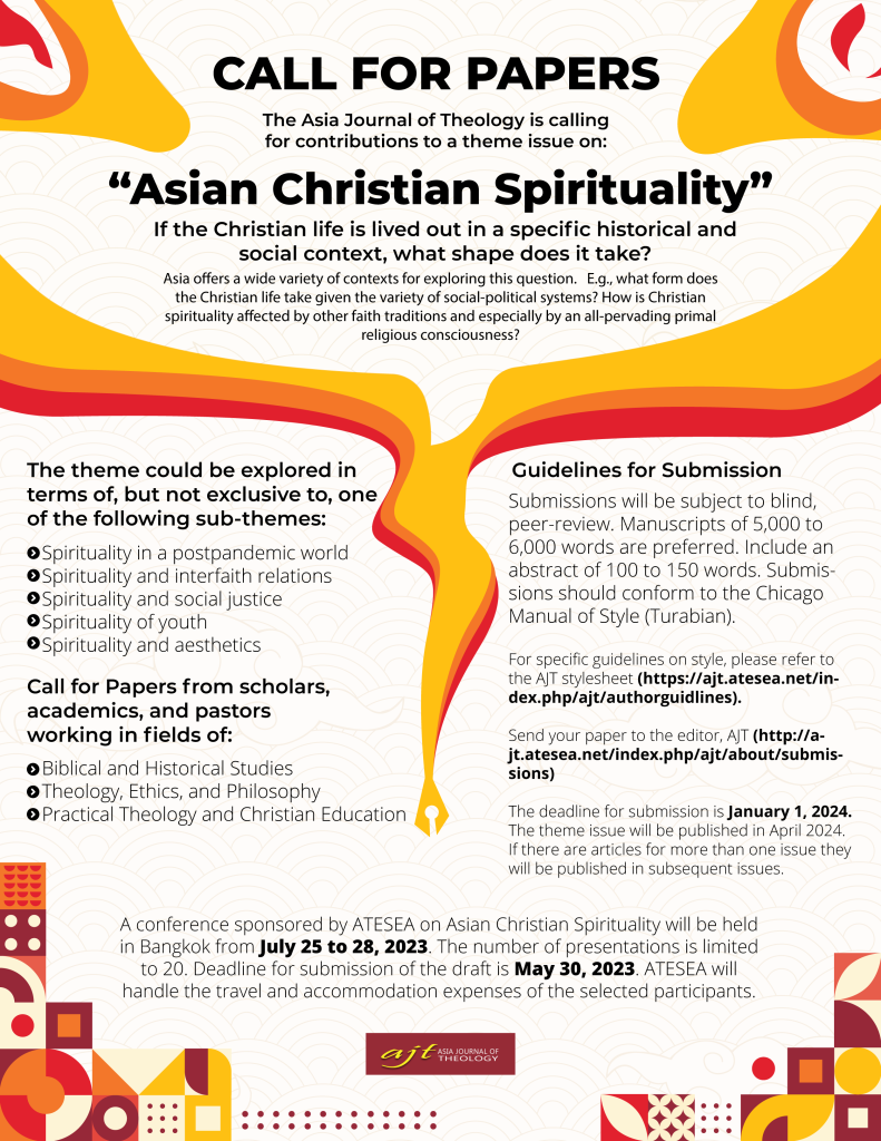 Read more about the article AJT Call for Papers: Asian Christian Spirituality